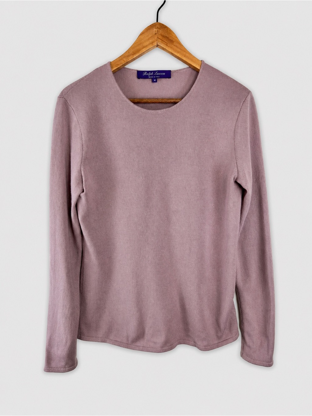 Ralph Lauren Purple Label Wool Cashmere Mauve Pink Sweater Medium Knit Italy